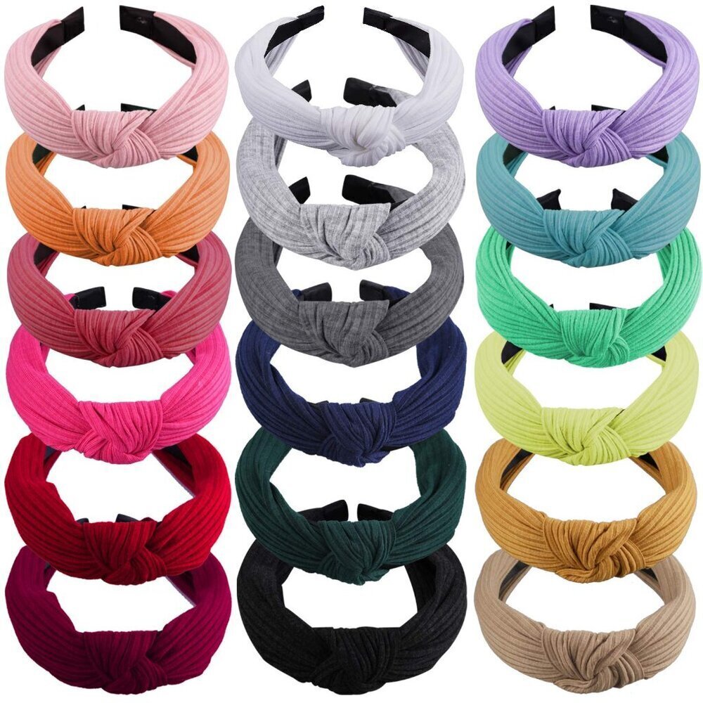 18 Pack Womens Satin Cross Knot Headbands Wide Turban Hair Accessories